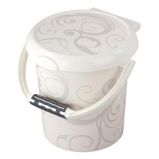 翻蓋式手提印花垃圾桶, Vintage White