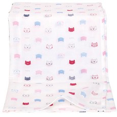 BabyBoom 貓咪印花紗布毯, 混色