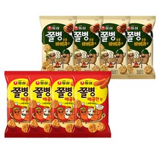 농심 쫄병스낵 매콤한맛 90g x 4p + 숯불바베큐맛 90g x 4p, 1세트