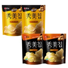Nongshim 農心 秀美洋芋片 原味 85g 2入組+秀美波浪造型洋芋片 洋蔥味 85g 2入組, 1組