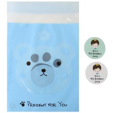 Hwangssinaedosirak 自黏動物袋 熊 50入 + 皇冠男孩貼紙 50入, 1套