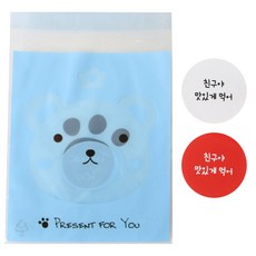 黏性動物包裝袋 小熊 100入+圓形貼紙 朋友請享用 紅色 50入+白色 50入, 1套