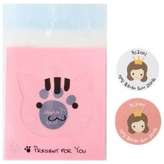 황씨네도시락 접착 애니멀 봉투 고양이 50p + 뉴 왕관 걸 스티커 50p, 1세트