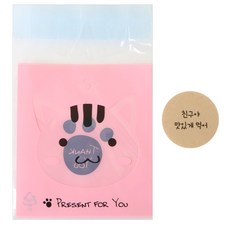 Hwangssinaedosirak 貓咪自黏動物袋 50入 + 朋友請享用牛皮圓形貼紙 50入, 1套