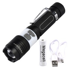 울트라루멘 USB 충전식 후레쉬 UL-320 + 18650 배터리, 혼합 색상, 1세트