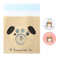 Hwangssinaedosirak 自黏動物袋 小狗 100入 + 新款皇冠女孩貼紙 100入, 1套