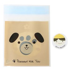 黏性動物包裝袋 小狗 50入+黃帽男孩貼紙 50入, 1套