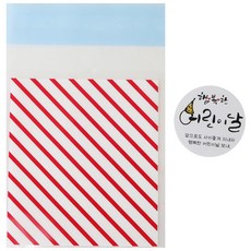Hwangssinaedosirak 紅色條紋自黏袋 100入 + 手寫字體貼紙 100入, 1套