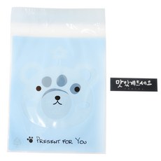 小熊印花包裝袋 50入+韓文字印花貼紙 黑色 50入, 1套