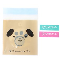 動物餅乾包裝袋 小狗 100入+貼紙 100入, 1套