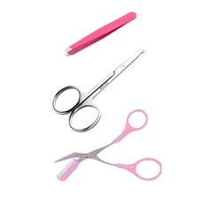 리빙듀오 셀프 눈썹가위 실버 + 뷰티풀 눈썹가위 핑크 + 뷰티 미용 핀셋 핑크, 혼합 색상, 1세트