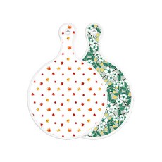 Roem Design 雙面圓形料理砧板 落葉白, 花灰色, 1個