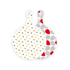 Roem Design 雙面圓形上菜砧板 橡果白, 紅綠落葉, 1個