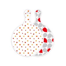 로엠디자인 양면 원형 서빙 도마 낙엽화이트, 레드그린낙옆, 1개