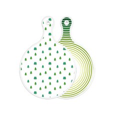 Roem Design 雙面圓形上菜砧板 松樹藝術畫, 蔬菜線條綠, 1個