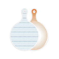 Loem Design 雙面圓形三青色線條上菜砧板, 白菜線條橘色, 1個