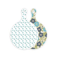 Roem Design 雙面圓形上菜砧板 芭蕾, 花朵紫黃色, 1個