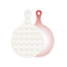 Roem Design 雙面圓形上菜砧板 粉彩夜空, 紅色肉類線條, 1個