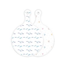 Loem Design 雙面圓形上菜砧板 粉彩魚群, 線條愛心, 1個