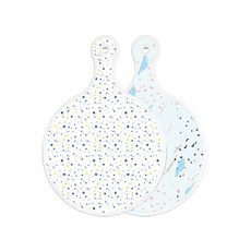 Roem Design 雙面圓形上菜砧板 藍色星星, 斑紋玉色, 1個