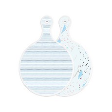 Roem Design 雙面圓形上菜砧板 三清藍線條, 玉綠色, 1個