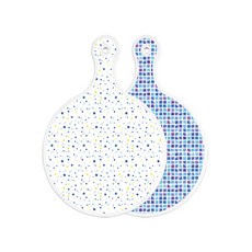 Roem Design 雙面圓形上菜砧板 藍色星星, 藍色磁磚, 1個