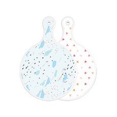 Roem Design 雙面圓形砧板 玉石色, 杏黃色三角圖案, 1個