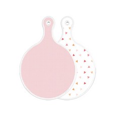 Roem Design 雙面設計圓形上菜砧板 煙燻格紋, 杏黃色三角圖案, 1個