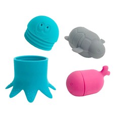 Budsia 矽膠沐浴玩具組, 薄荷綠+粉色+灰色