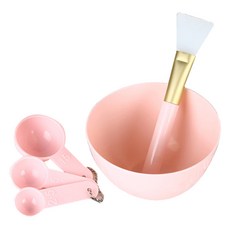 바이셀 셀프팩 실리콘 그릇 +브러쉬 + 계량스푼 세트, 혼합 색상, 1세트