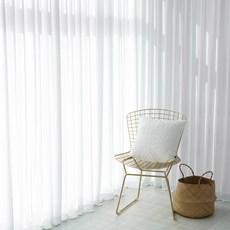 WINDOW DRESS 飄逸雪紡窗簾 2入, 奶油白