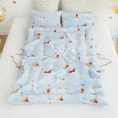 보떼하우스 디즈니 인견 통통패드 24온스 낮잠이불세트 마이크로화이버베갯솜 포함, 푸 블루