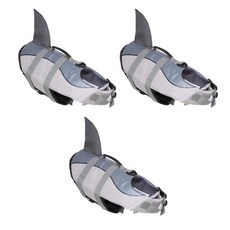 Petnine 寵物救生衣 3件組, 鯊魚灰