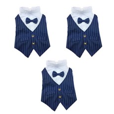 Petnine 寵物婚禮西裝 3件組, 條紋藍色
