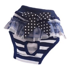 반려동물 리본레이스 매너팬티 스트라이프네이비, S, 1개