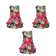 April 16 寵物春夏短裙 3件組, 黑色花朵圖案, 3個