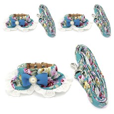 펫나인 반려동물 나비플라워 목줄세트 L, 레이크블루, 3세트