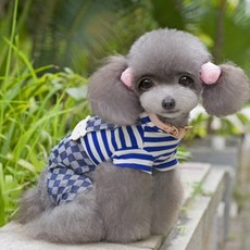 에어프릴16 반려동물 토끼멜빵 스트라이프 올인원, 블루체크, 1개