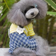 April 16 寵物兔吊帶條紋連身衣, 黃色格紋