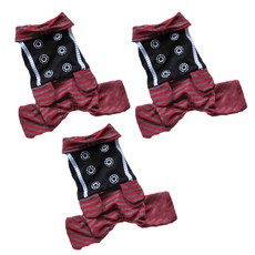 April16 寵物鈕扣亮點連身衣 3件組, 紅色條紋