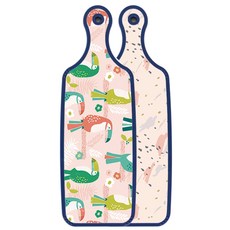 Roem Design藍色版雙面餐盤砧板 圖案款, 粉紅八哥, 1個