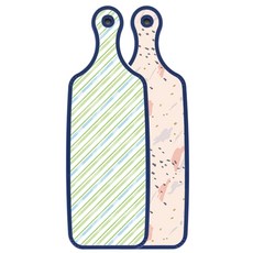 Roem Design藍色版雙面餐盤砧板 圖案款, 藍白色斜紋, 1個