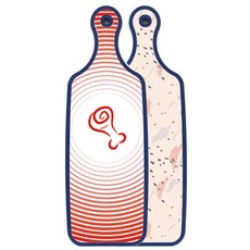 Roem Design藍色版雙面餐盤砧板 圖案款, 肉品紅線, 1個