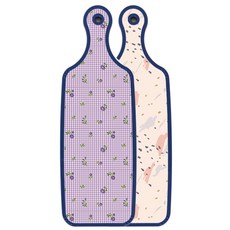 Roem Design 藍色版雙面上菜砧板 圖案痕跡, 紫色花朵格紋, 1個