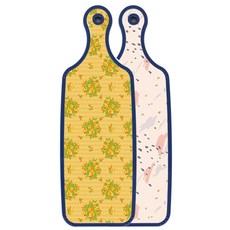 羅恩設計 藍色版雙面上菜砧板 圖案款, 橘色藤蔓玫瑰, 1個