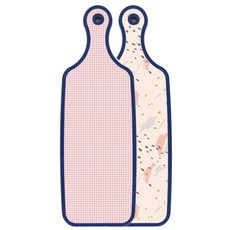 Roem Design藍色版雙面餐盤砧板 圖案款, 煙燻色格紋, 1個