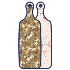 ROEM DESIGN Blue Edition 雙面上菜砧板 圖案痕跡, 土色花朵, 1個