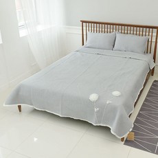 BLISS 簡約蕾絲花刺繡絎縫涼被, 灰色的