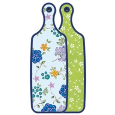 Loem 藍色版上菜板 線條花卉綠, 浪漫藍色花卉翡翠色, 1個