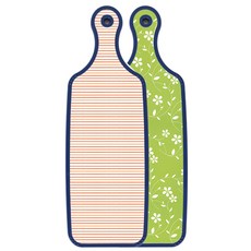 Loem 藍色版上菜板 線條花卉綠, 朱紅線條, 1個